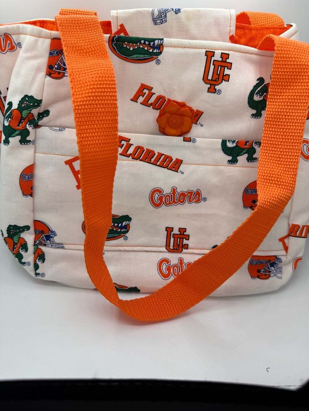 University of Florida Gators Canvas Tote Bag with Orange Straps and Liner